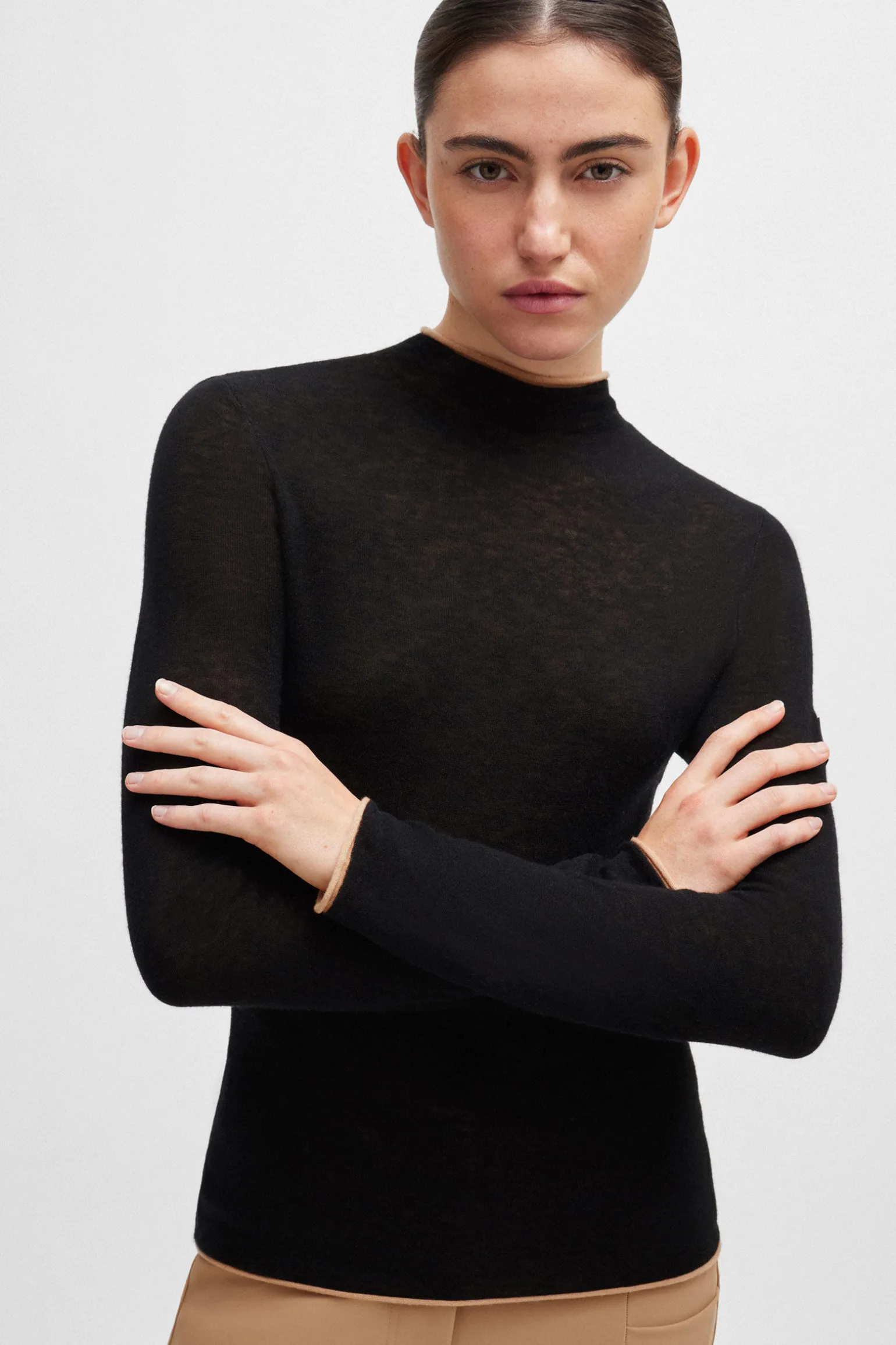 Boss May myk strikket høyhalset genser