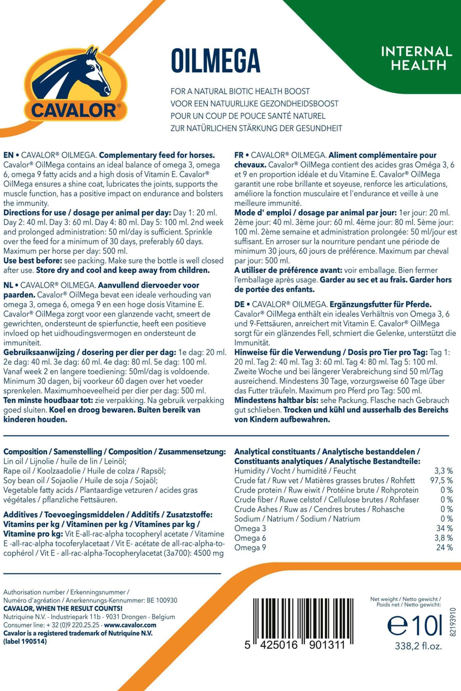 Cavalor Oilmega, 10l