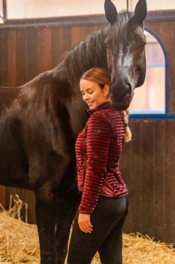 Horze Della stripete ridejakke i fleece til dame