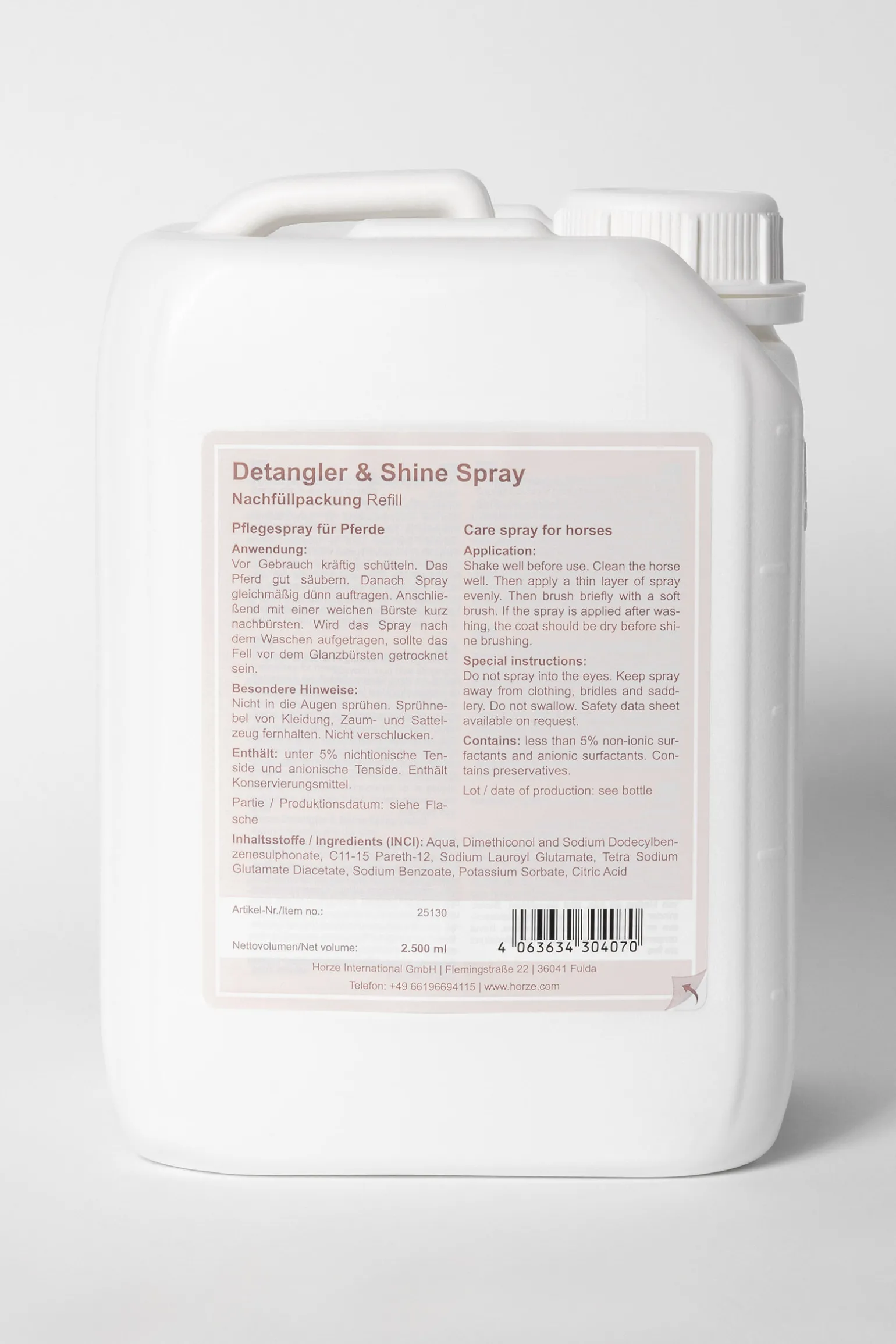 Horze Detangler & Shine Spray Refill, 2,5l