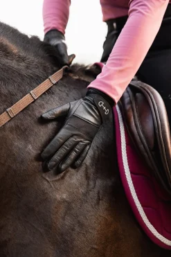 Horze hansker med lær og netting, dame