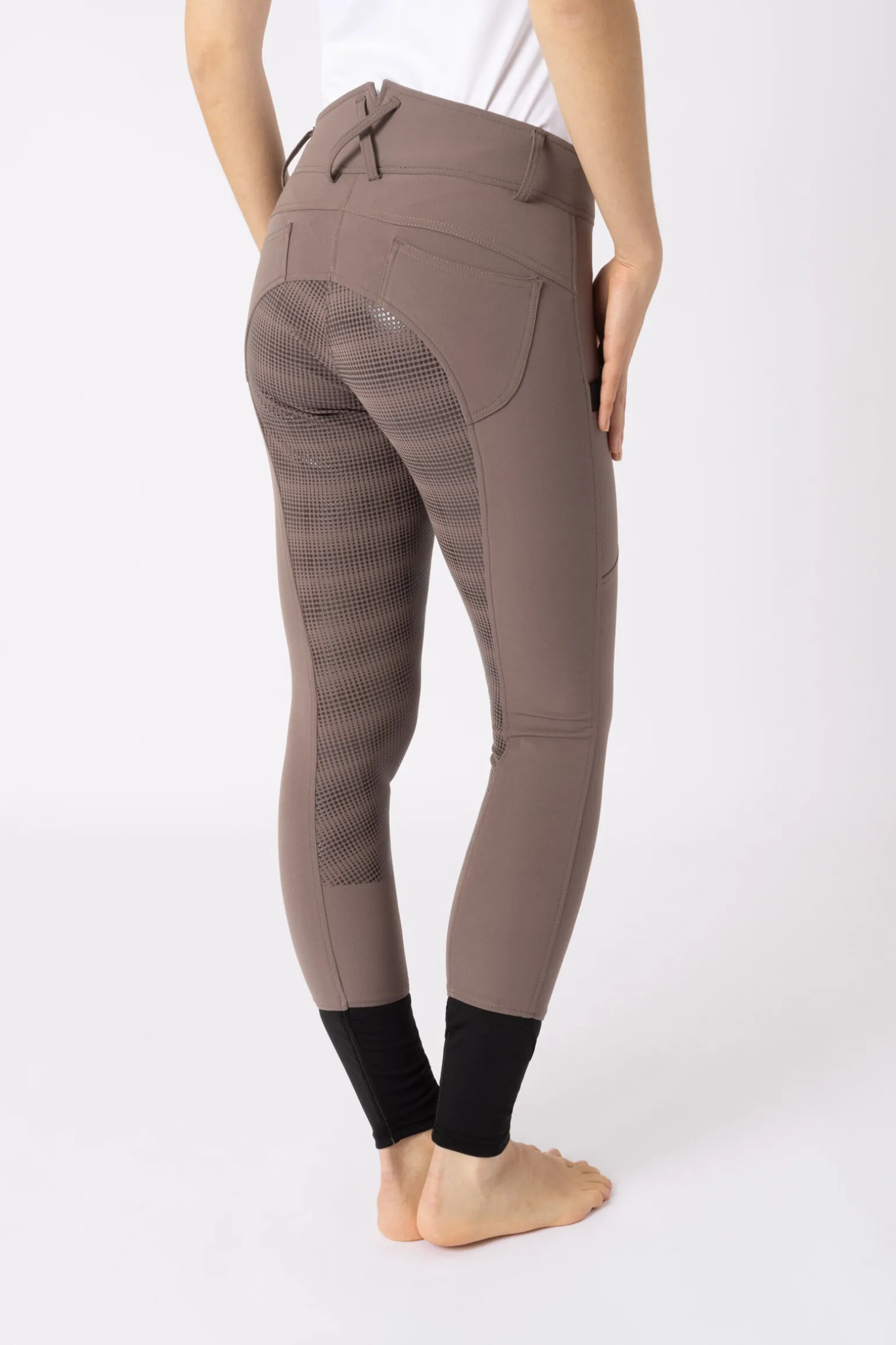 Horze helforsterkede ridebukser med silikon, høyt liv og telefonlomme, dame