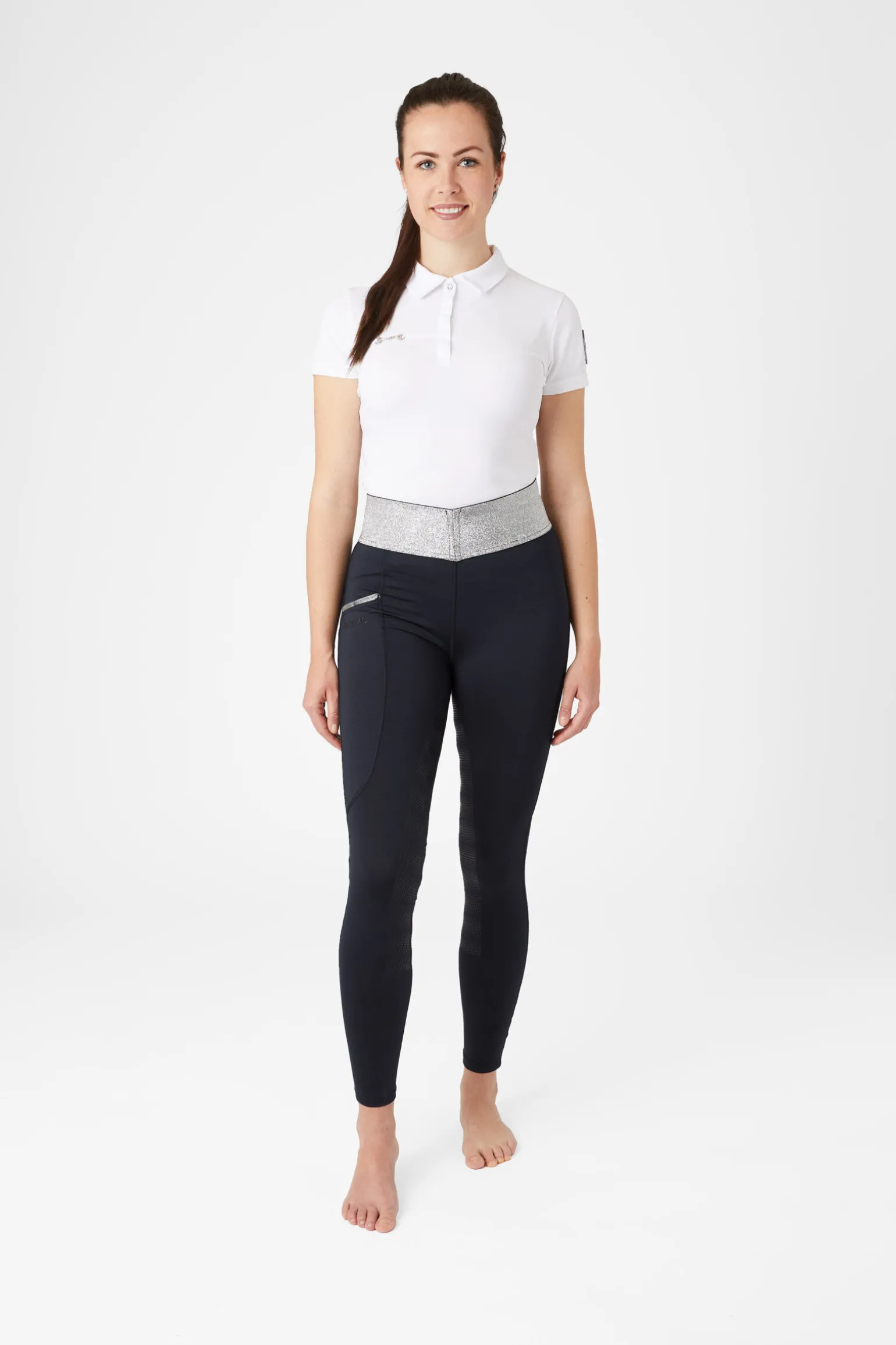 Horze helforsterket ridetights med silikon og glitterlinning, dame