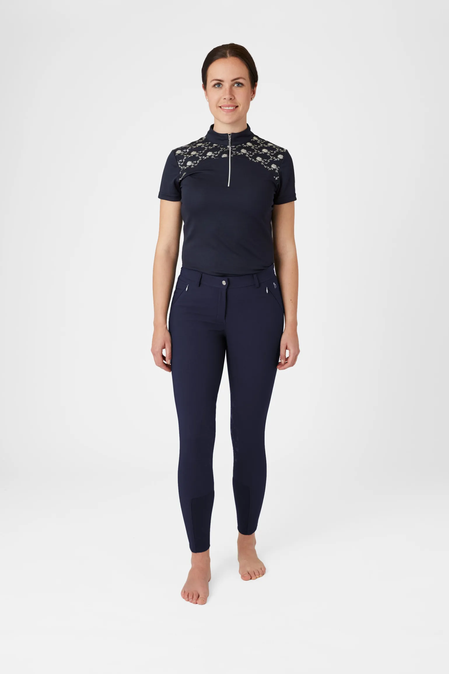 Horze Kaitlin kneforsterkede ridebukser med blomsterdetaljer, dame