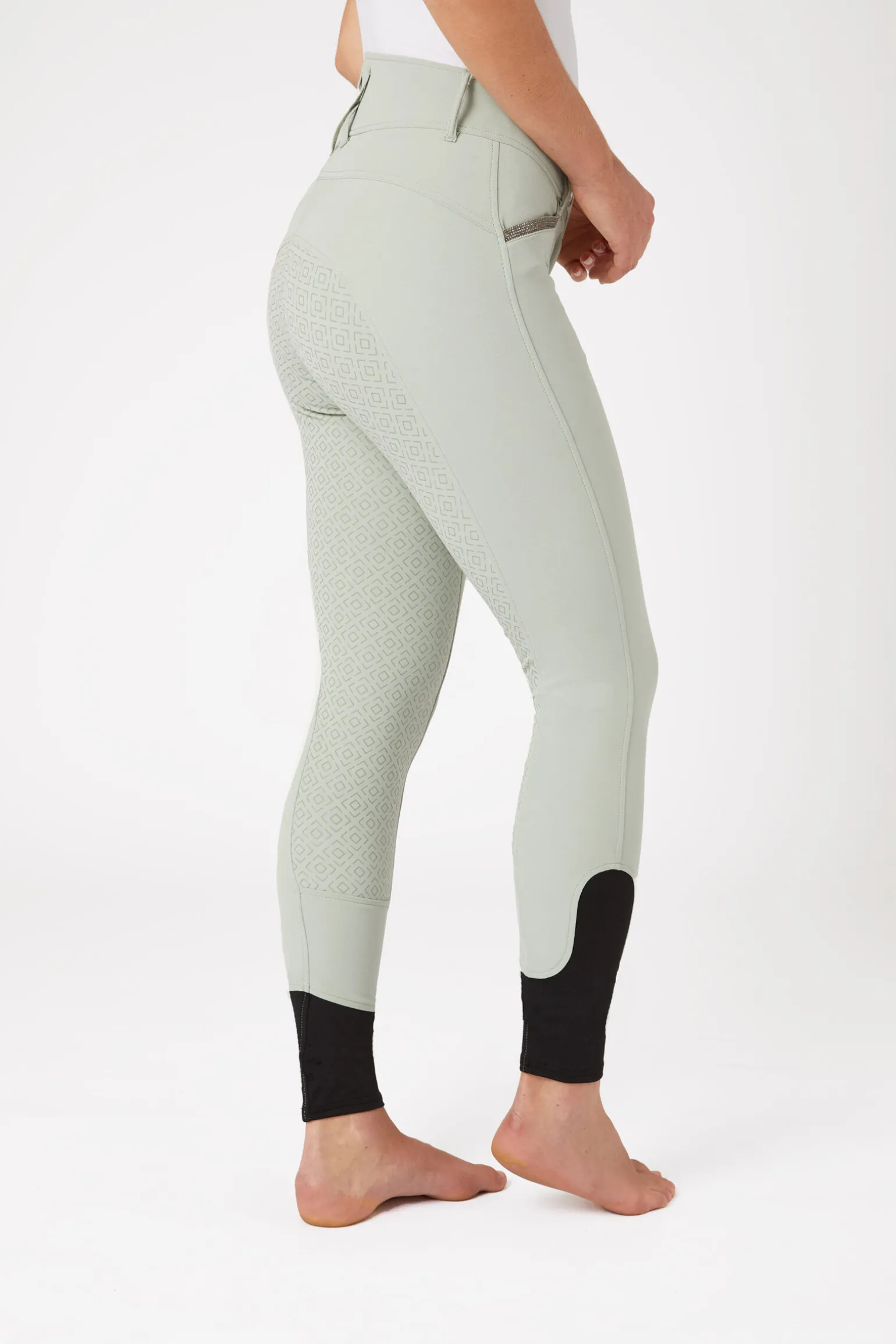 Horze Ridebukser, lommer med mikrokrystaller, høyt liv, helforsterket med silikon, dame