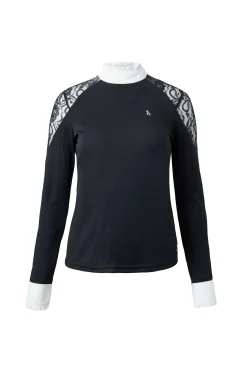 Horze Sylvie langermet stevneskjorte med blonder, dame