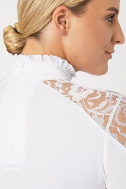 Horze Sylvie langermet stevneskjorte med blonder, dame