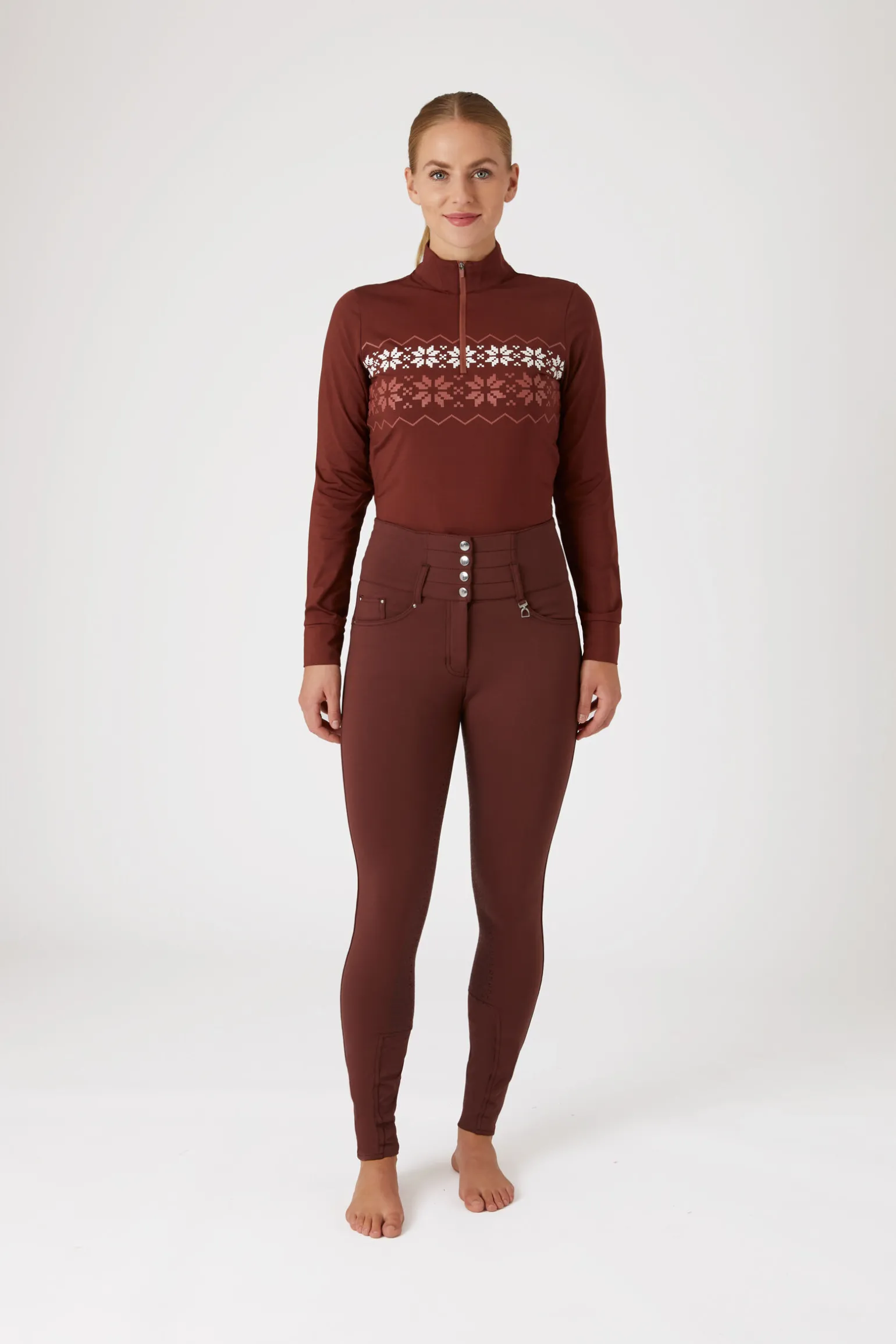 Horze Tara Mid-Season helforsterkede ridebukser med høyt liv til dame