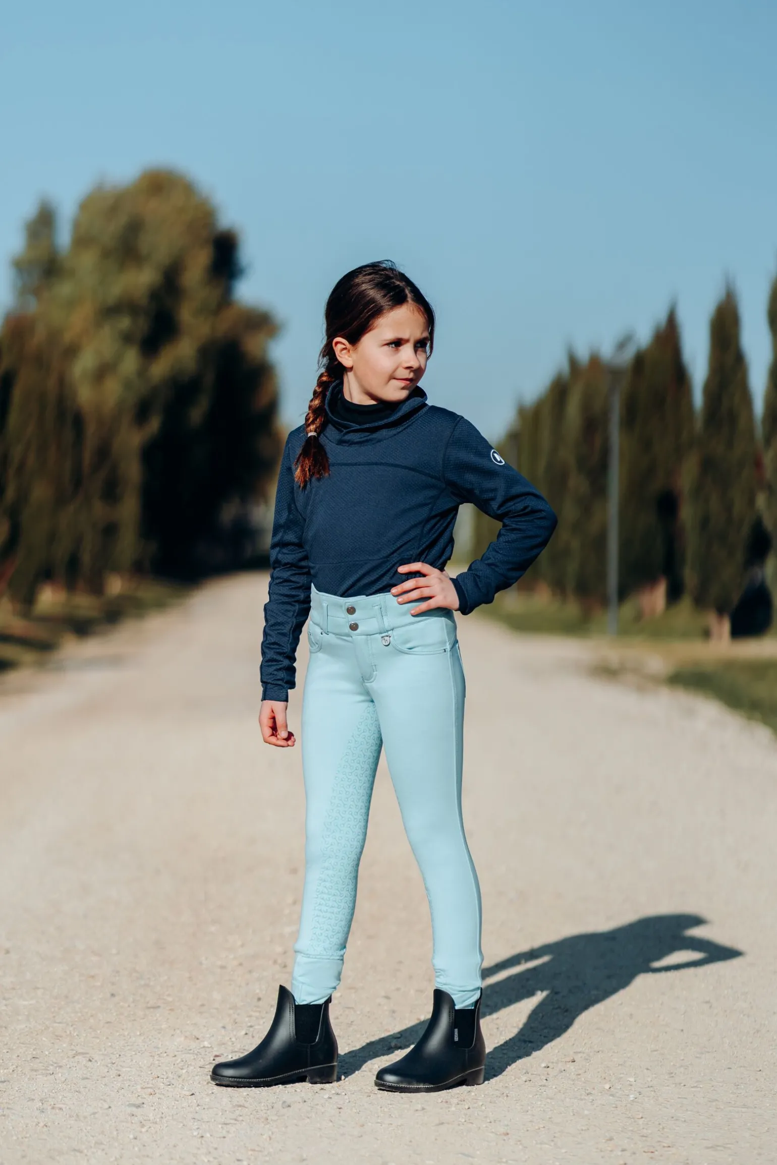 Horze Tara ridebukser med høyt liv, helforsterket, barn