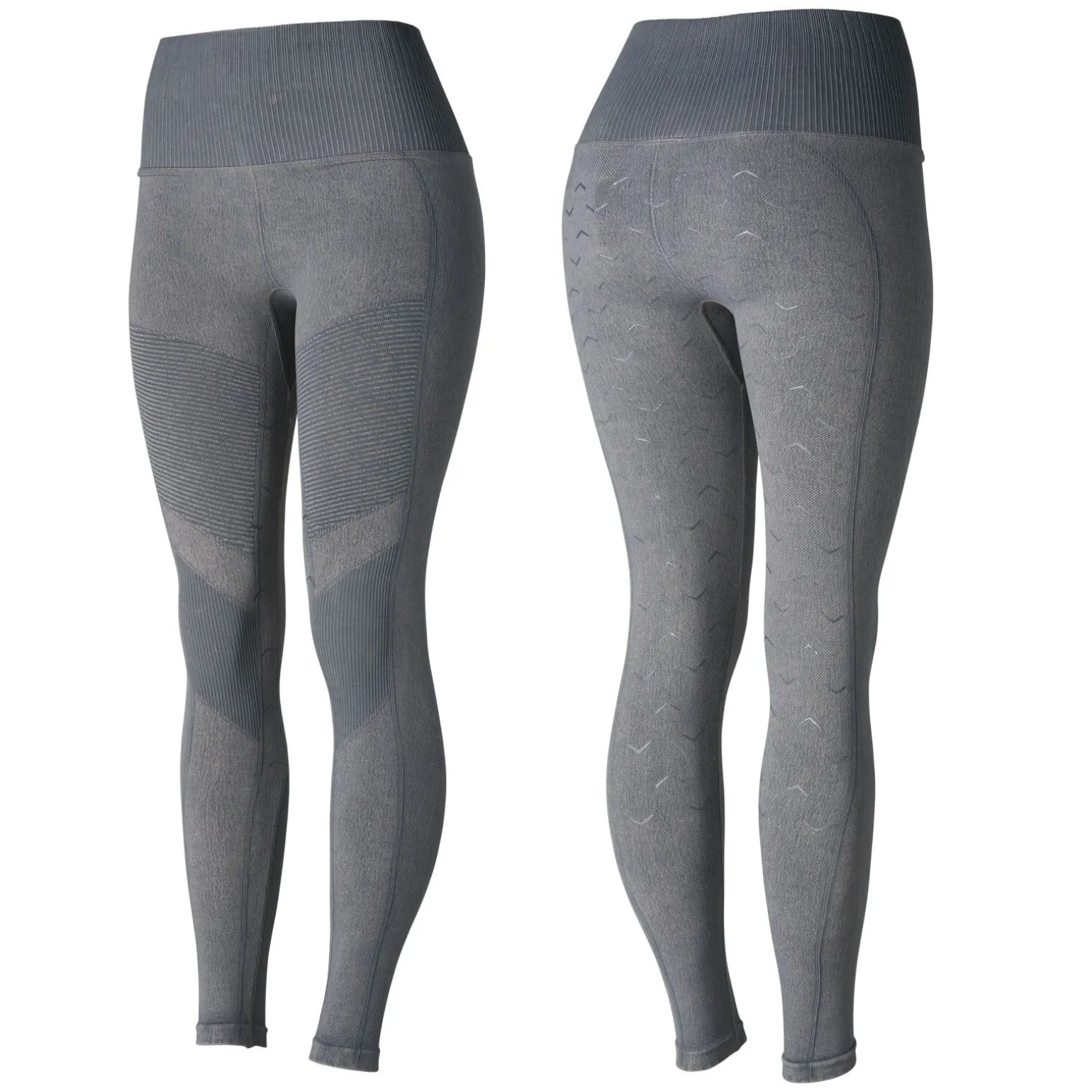 Horze Vanessa tights i denimutseende, sømløs, helforsterket med silikon, dame