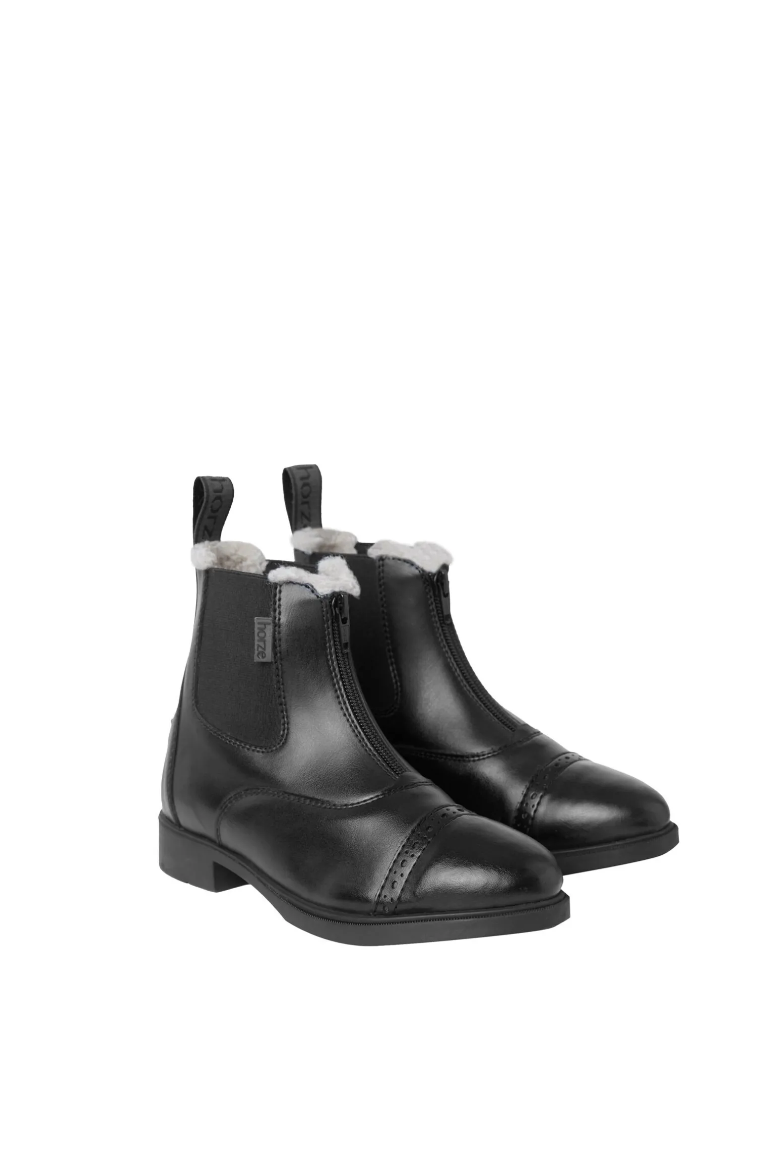 Horze Wexford jodhpur-vintersko med fuskepels og frontglidelås til barn