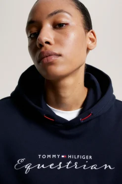 Tommy Hilfiger Equestrian Metallic Logo Grafisk hettegenser for kvinner
