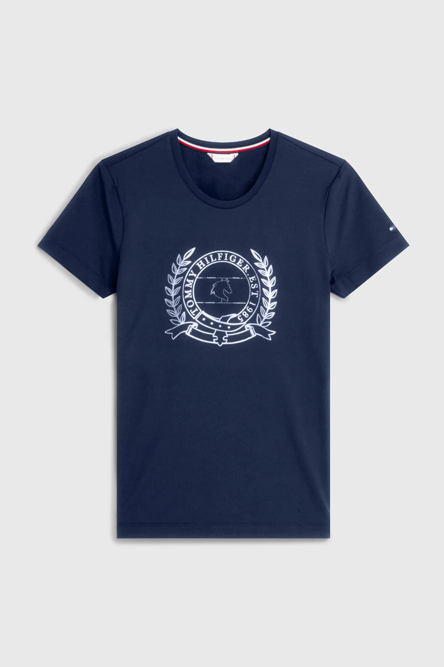 Tommy Hilfiger Equestrian Crest Rhinestone Performance t-skjorte til dame