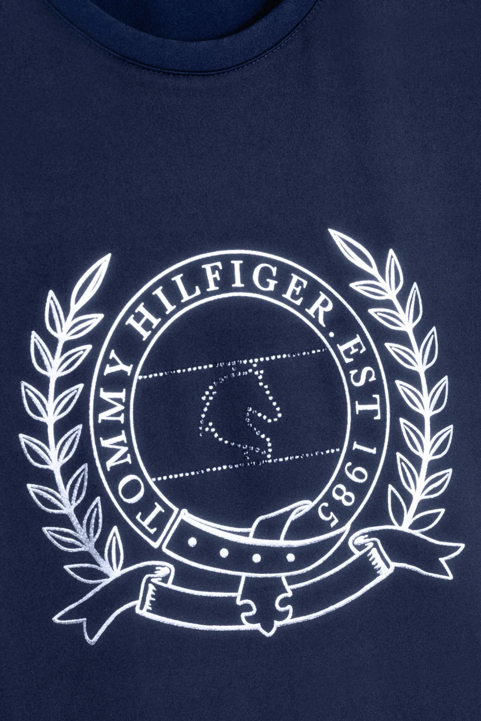 Tommy Hilfiger Equestrian Crest Rhinestone Performance t-skjorte til dame